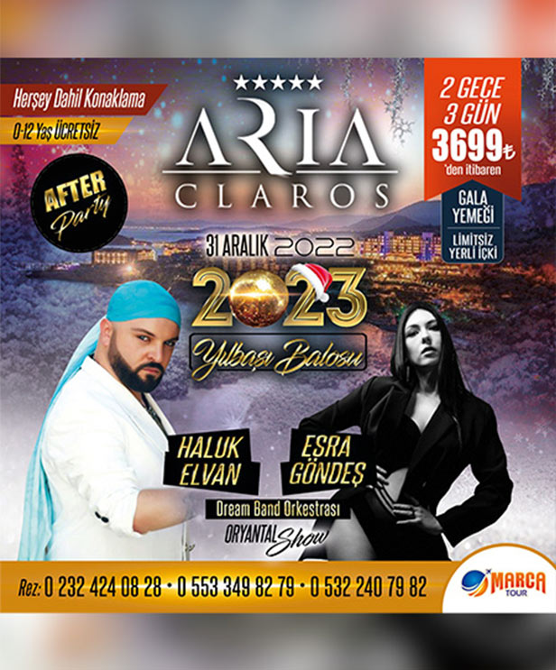 Aria Claros Otel Özdere Yılbaşı 2023