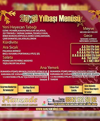 Birgi Hanzade Butik Otel Yılbaşı Programı 2023