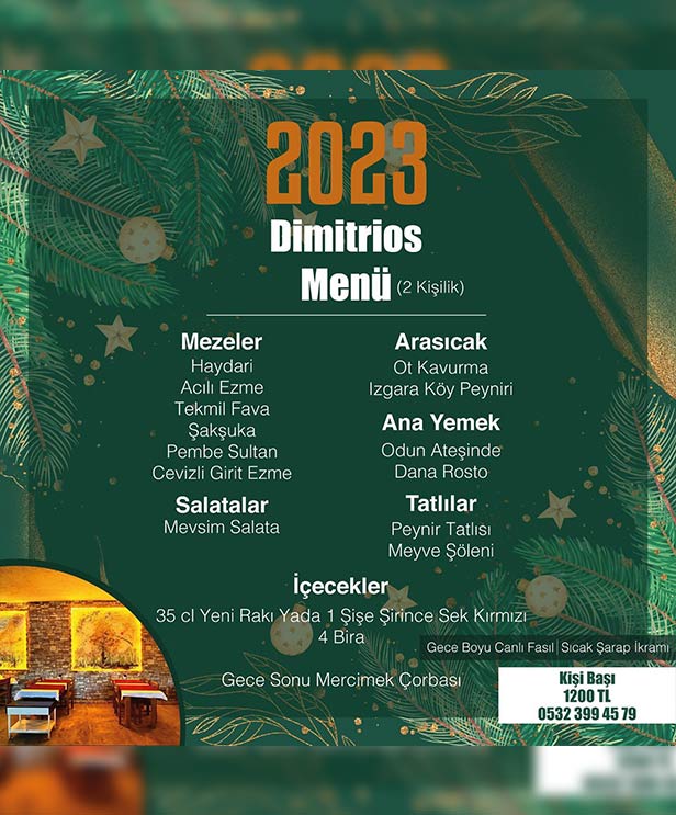 Dimitrios Restaurant Şirince Yılbaşı 2023