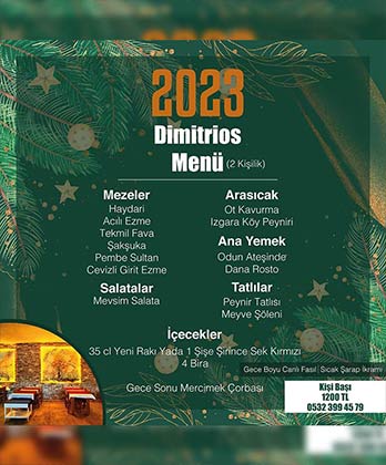 Dimitrios Restaurant Şirince Yılbaşı Programı 2023