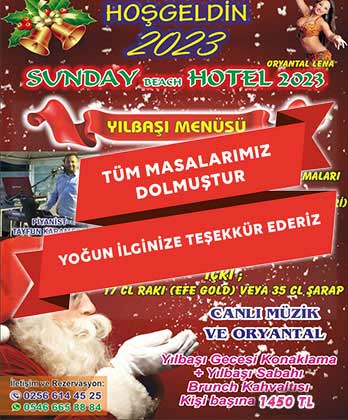 Sunday Beach Hotel Kuşadası Yılbaşı Programı 2023