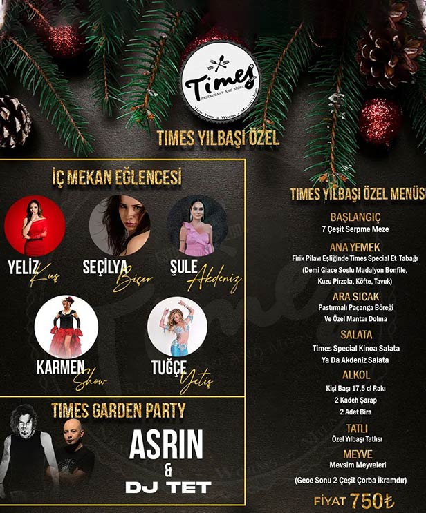Times Restaurant İzmir Yılbaşı 2023 