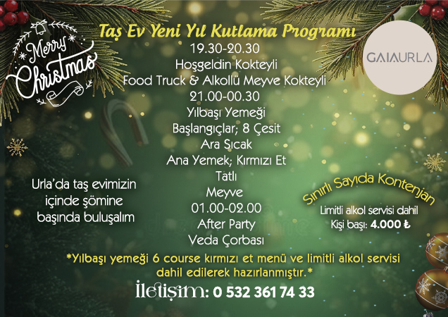 Gaia Urla İzmir Yılbaşı Programı 2025